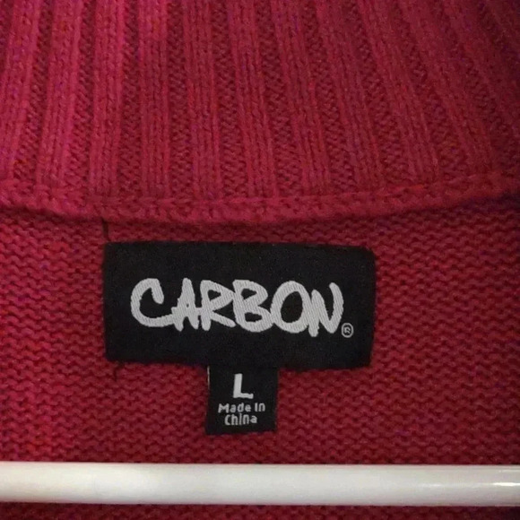 Carbon mens‎ large red black gray argyle quarter zip sweater - Picture 4 of 5